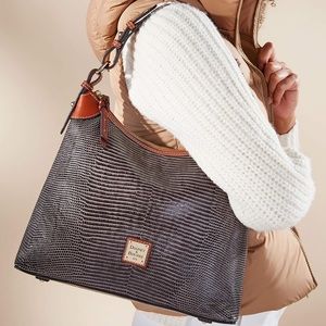 Dooney & Bourke Women’s Embossed Lizard Hobo Bag Purse Red Interior DV924